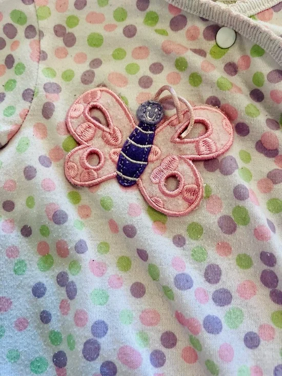 miniwear Pink Polka Dot Butterfly Footed One-Piece - Picture 3 of 7